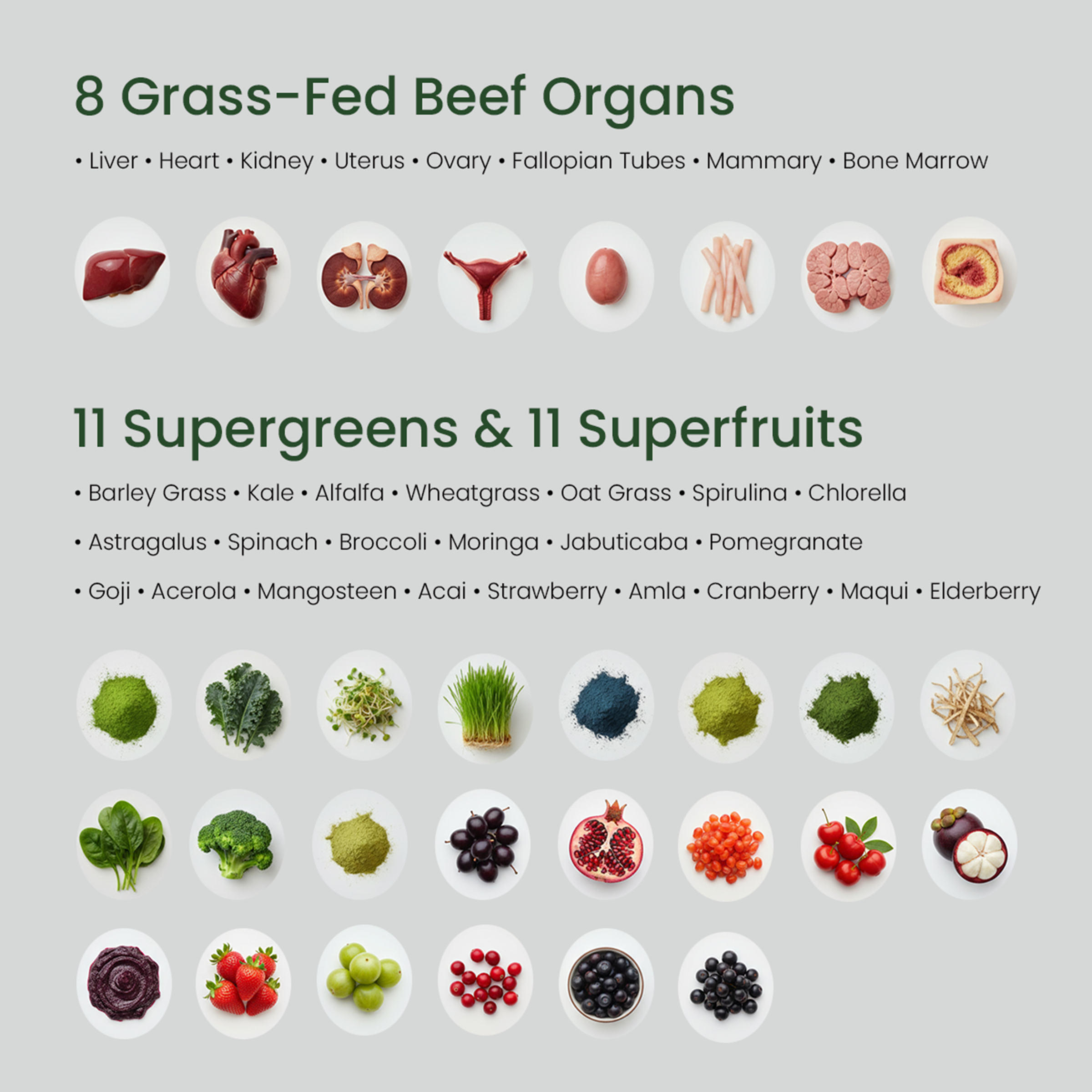 Grass Fed Beef Organ Supplement for Women with Super Greens & Antioxidant Fruits – 60+ Bioavailable Nutrients for Hormone Balance, Cycle Comfort, Primal Energy, Immunity, Hair & Skin – 3 Month Supply