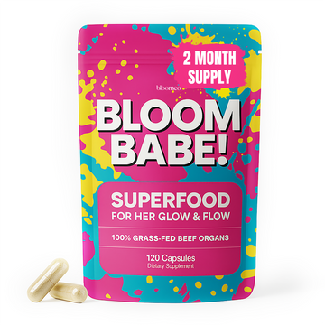 Beef Organ Supplement for Women – 100% Grass Fed Beef Liver, Kidney, Heart & Reproductive Organs – Primal Energy, Immunity, Hormone Balance & Wellness – BLOOM BABE Queen of Superfoods – 120 Capsules