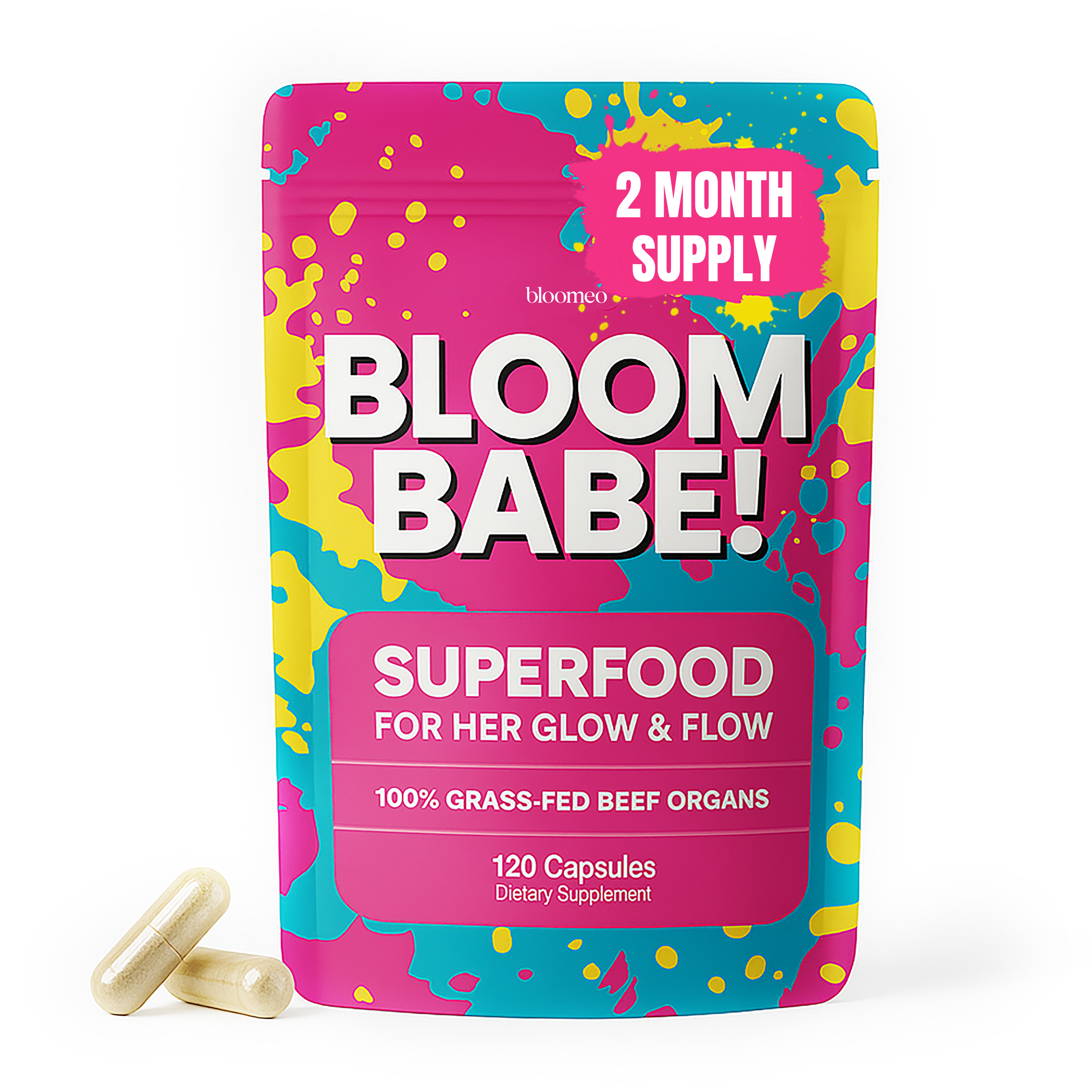 Beef Organ Supplement for Women – 100% Grass Fed Beef Liver, Kidney, Heart & Reproductive Organs – Primal Energy, Immunity, Hormone Balance & Wellness – BLOOM BABE Queen of Superfoods – 120 Capsules