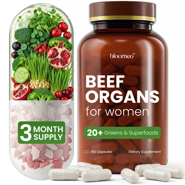 Grass Fed Beef Organ Supplement for Women with Super Greens & Antioxidant Fruits – 60+ Bioavailable Nutrients for Hormone Balance, Cycle Comfort, Primal Energy, Immunity, Hair & Skin – 3 Month Supply