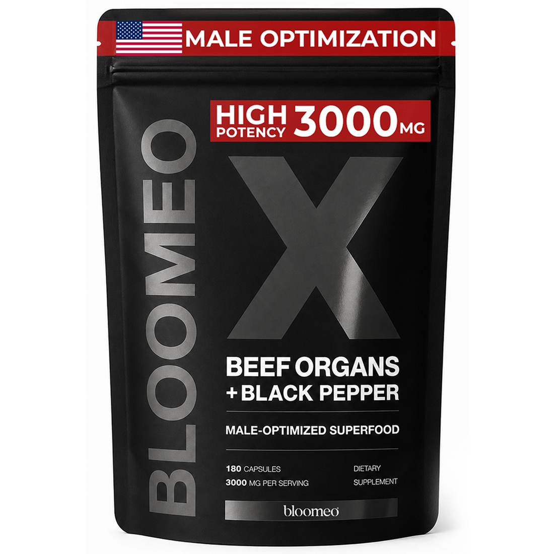 Bloomeo X – Beef Organ Supplement for Men – 100% Grass-Fed Beef Liver, Kidney, Heart, Testicle, Prostate & Bone – Primal Men’s Vitality Formula for Test, Energy, Immunity & Overall Health – 120 Capsules